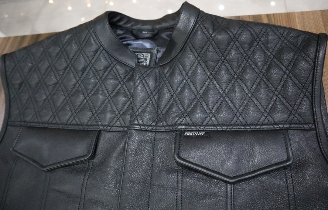 Leather Diamond Stitch Vest