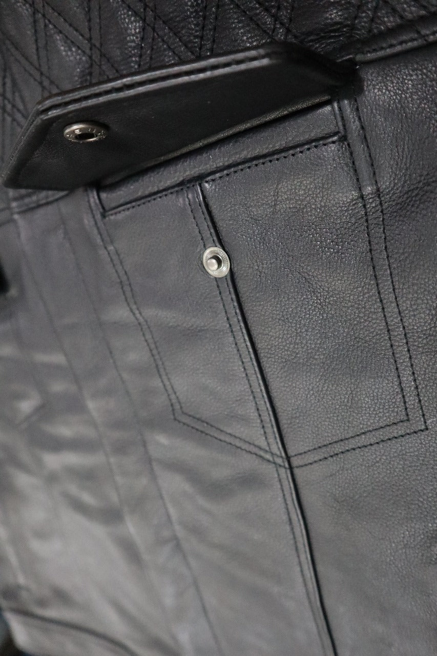 Leather Diamond Stitch Vest