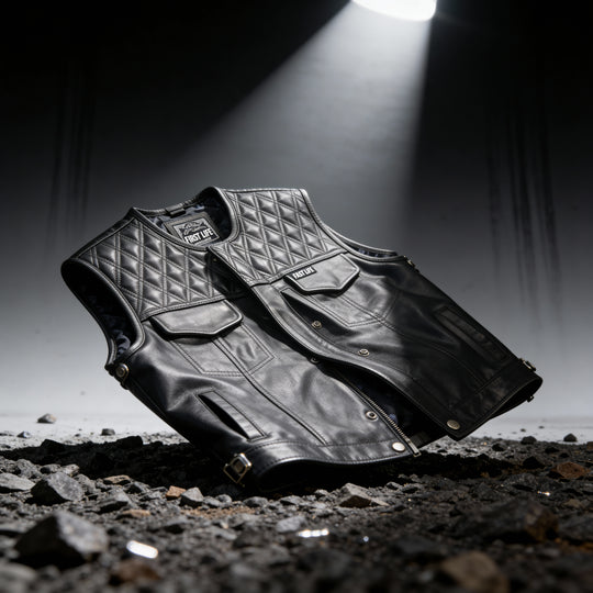 Leather Diamond Stitch Vest