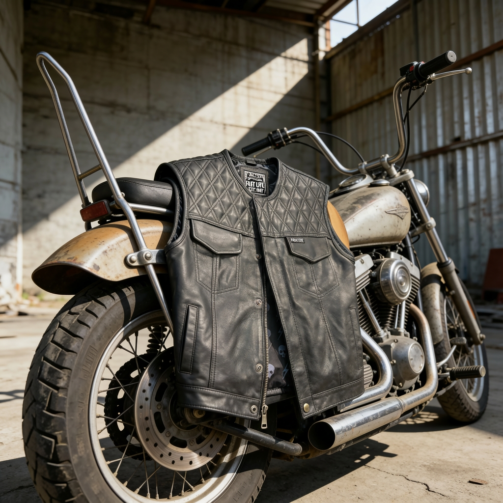 Leather Diamond Stitch Vest