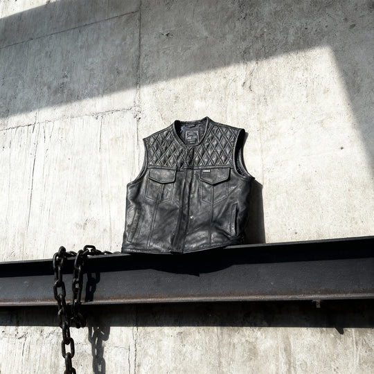 Leather Diamond Stitch Vest