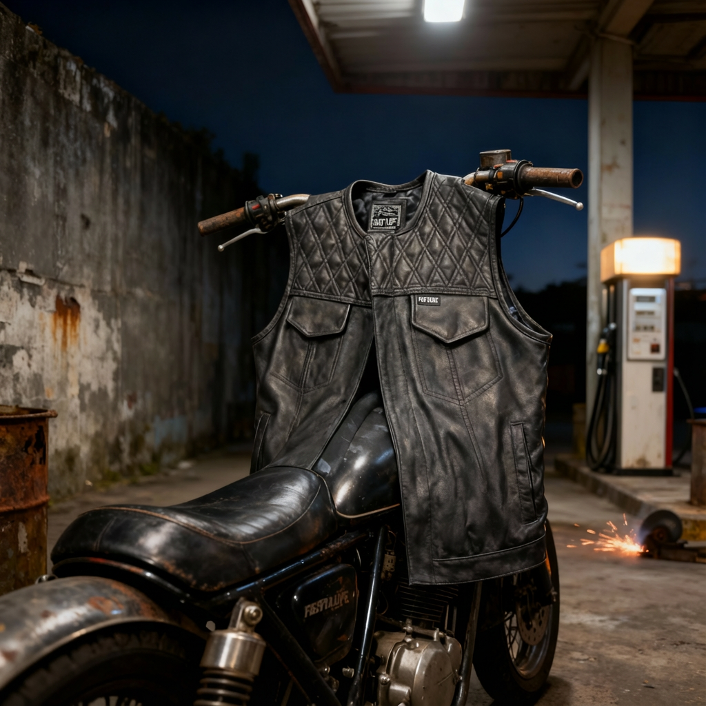 Leather Diamond Stitch Vest