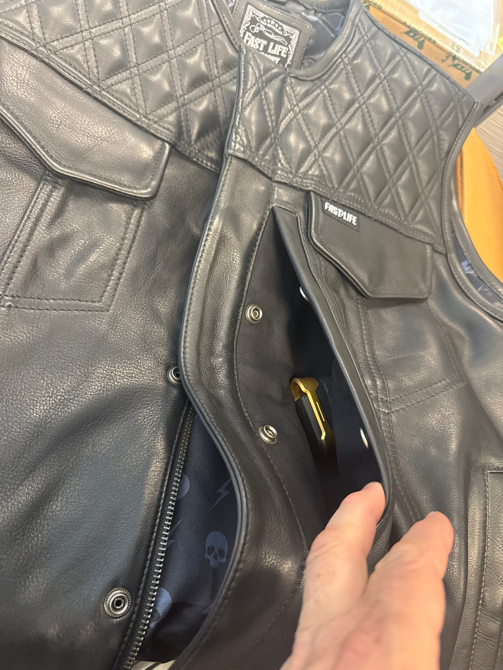 Leather Diamond Stitch Vest