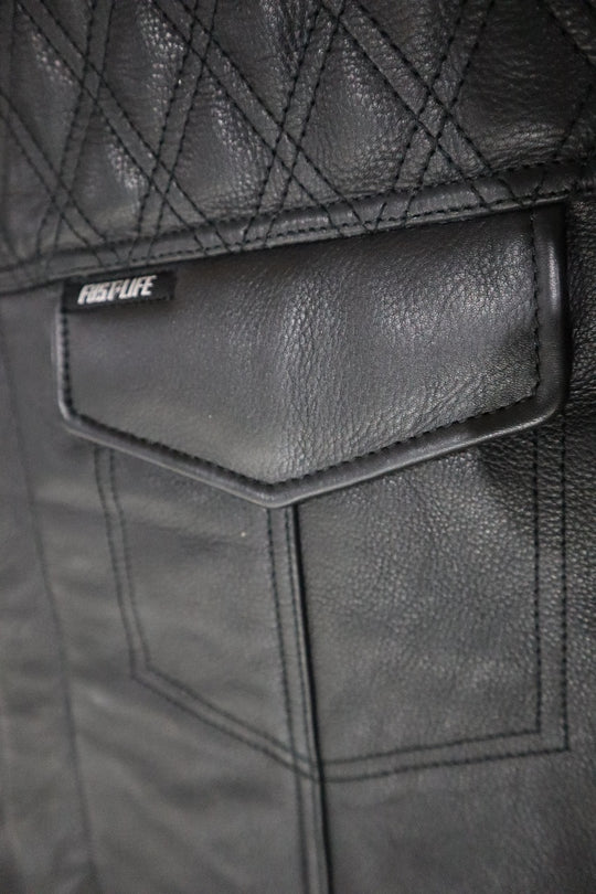 Leather Diamond Stitch Vest