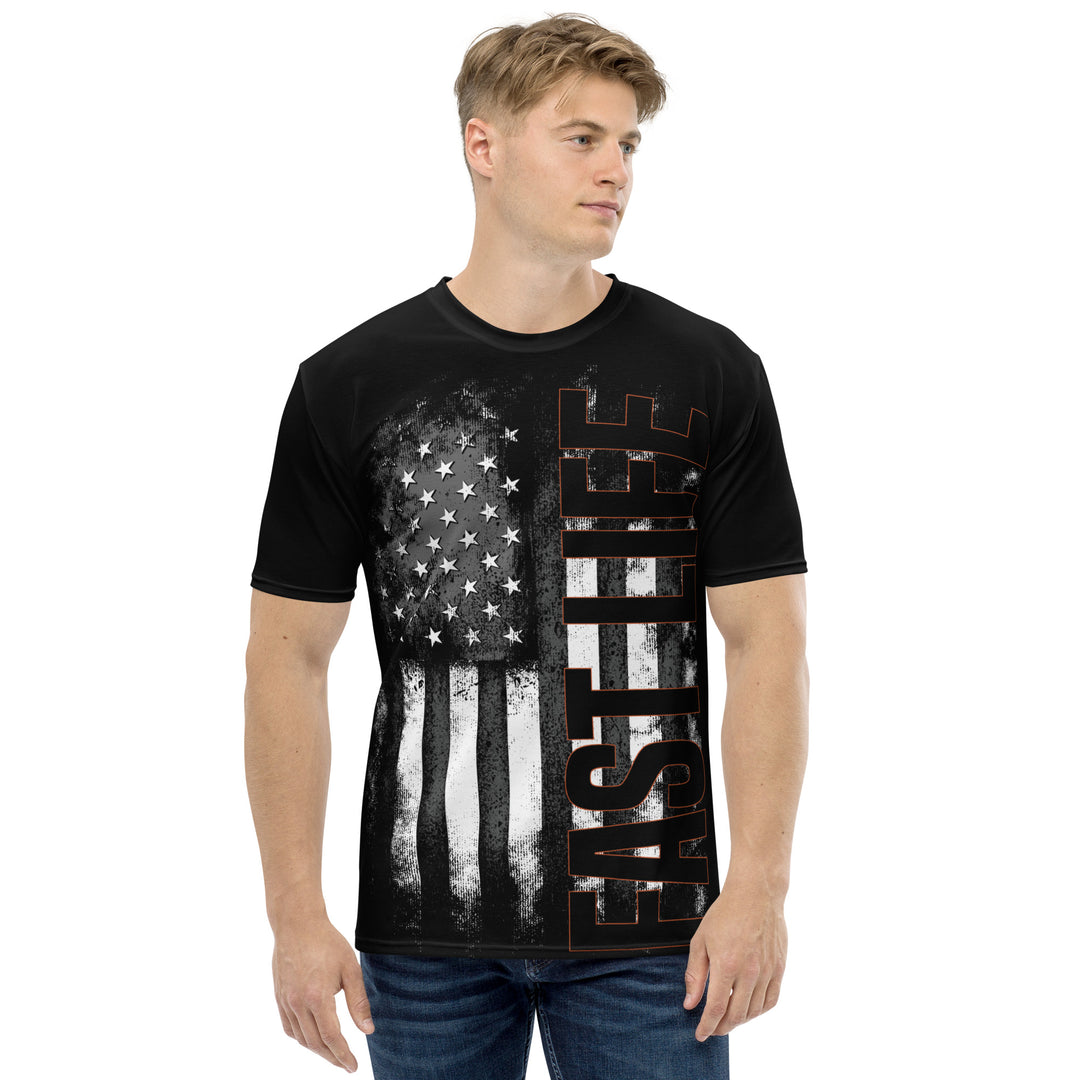 Casual motorcycle gear and apparel with Fast Life Flag Dye Sub design, including motocross, Harley-Davidson, and outlaw biker clothing for men and women2