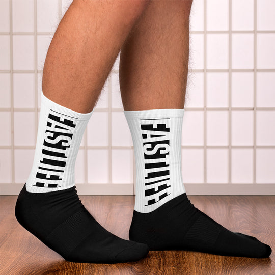 Fast Life White Marquee Sock with casual motorcycle gear and Harley Davidson apparel1