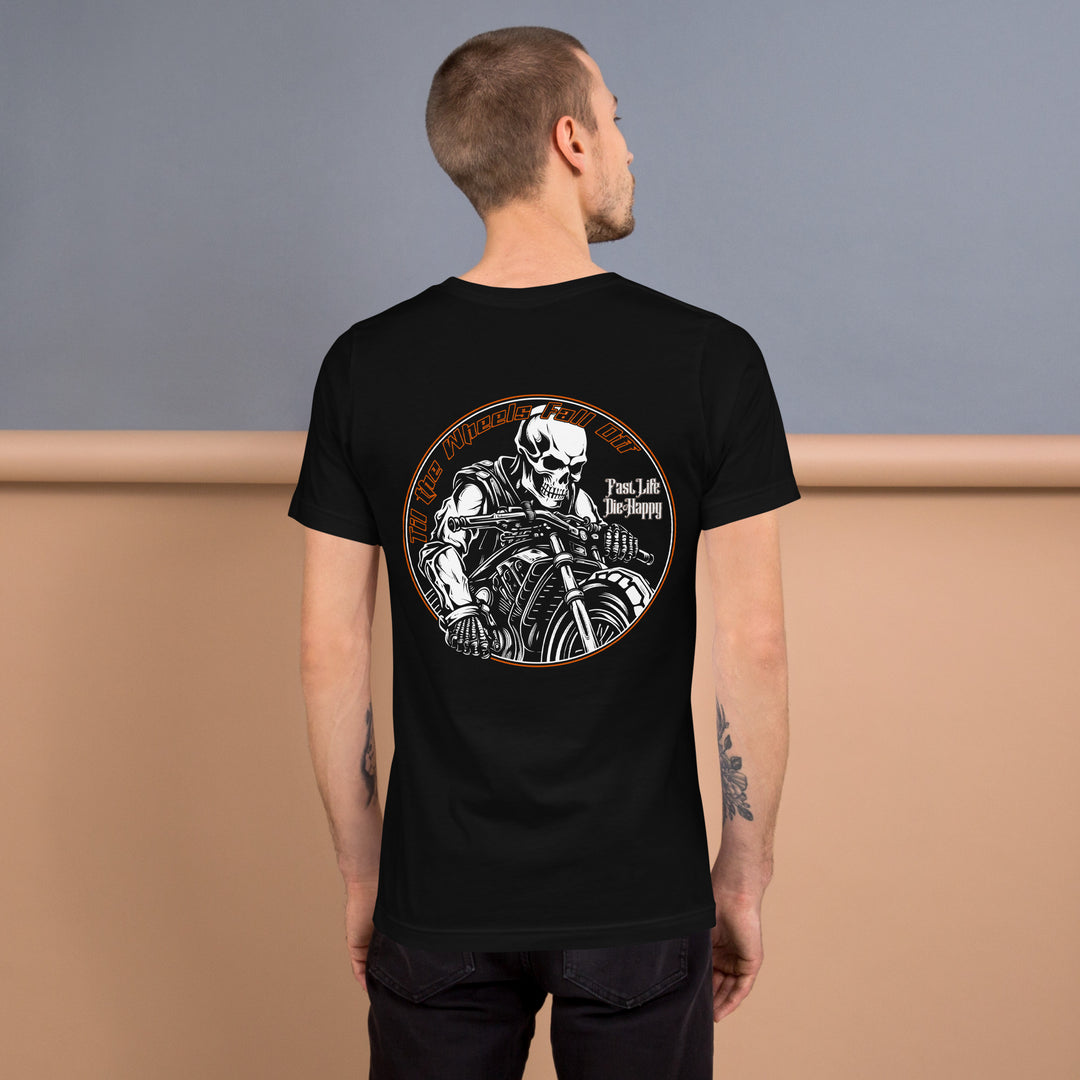 Casual motorcycle gear and apparel including motocross, Harley Davidson clothing for men and women, and outlaw biker clothes with 'Til the Wheels Fall Off' theme1